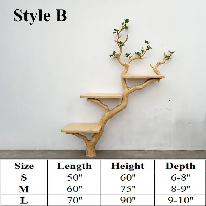 Driftwood Branch Fake Leaf Bookshelf