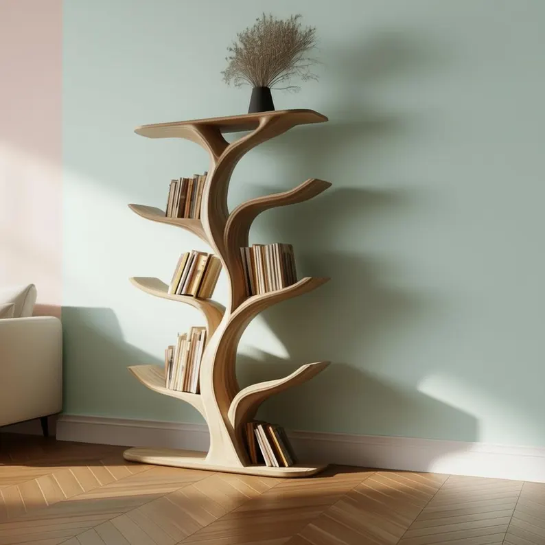 Home Office Tree-Shaped Wall Bookshelf