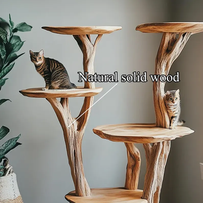 Modern Natural Solid Wood Handmade Cat Tree Tower
