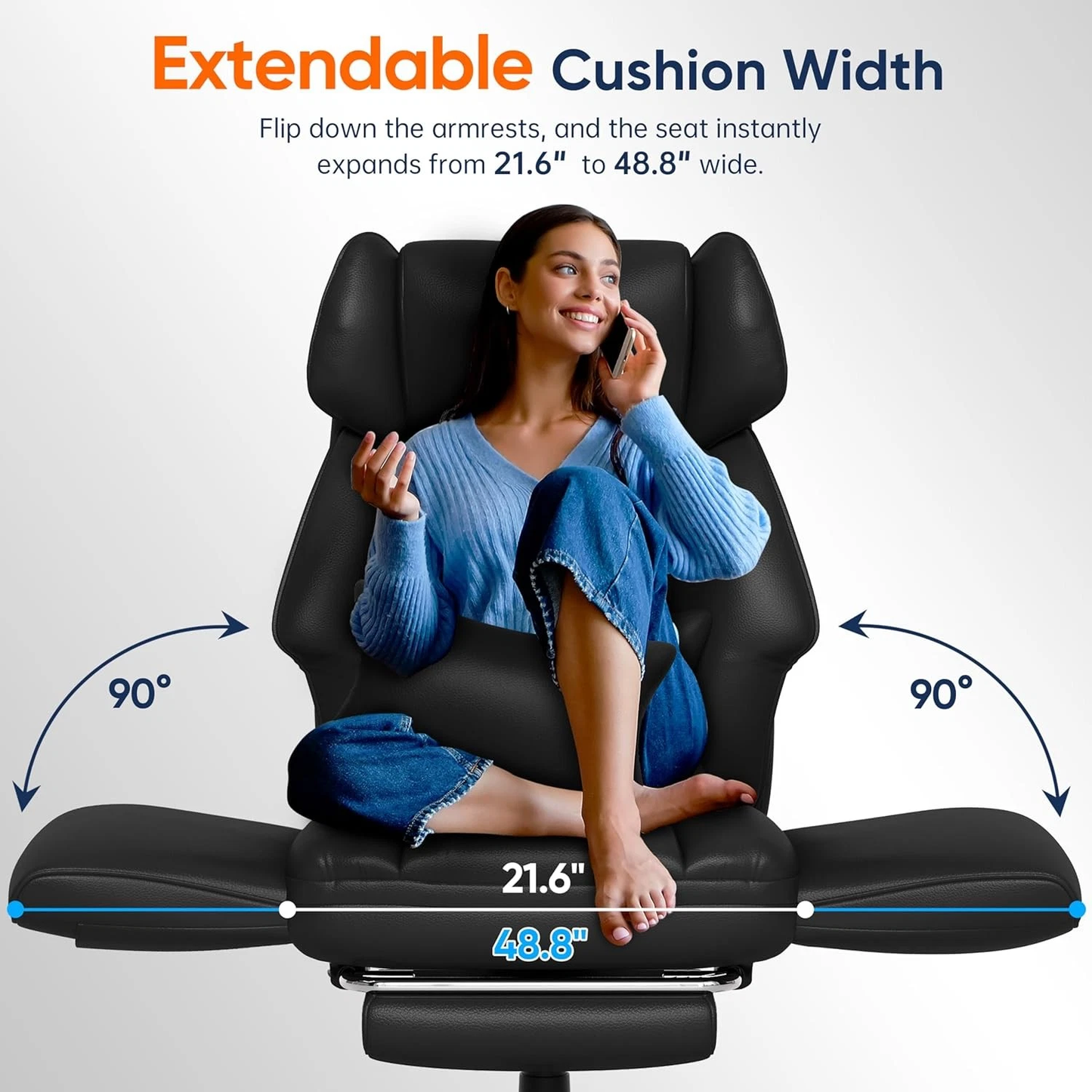 Office Criss Cross Chair with Footrest, Big and Tall Executive Chair w/ armrest