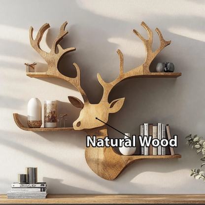 Wooden Deer Wall Mount Storage Shelf