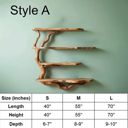 Solid wood bookcase driftwood shelf living room art decoration