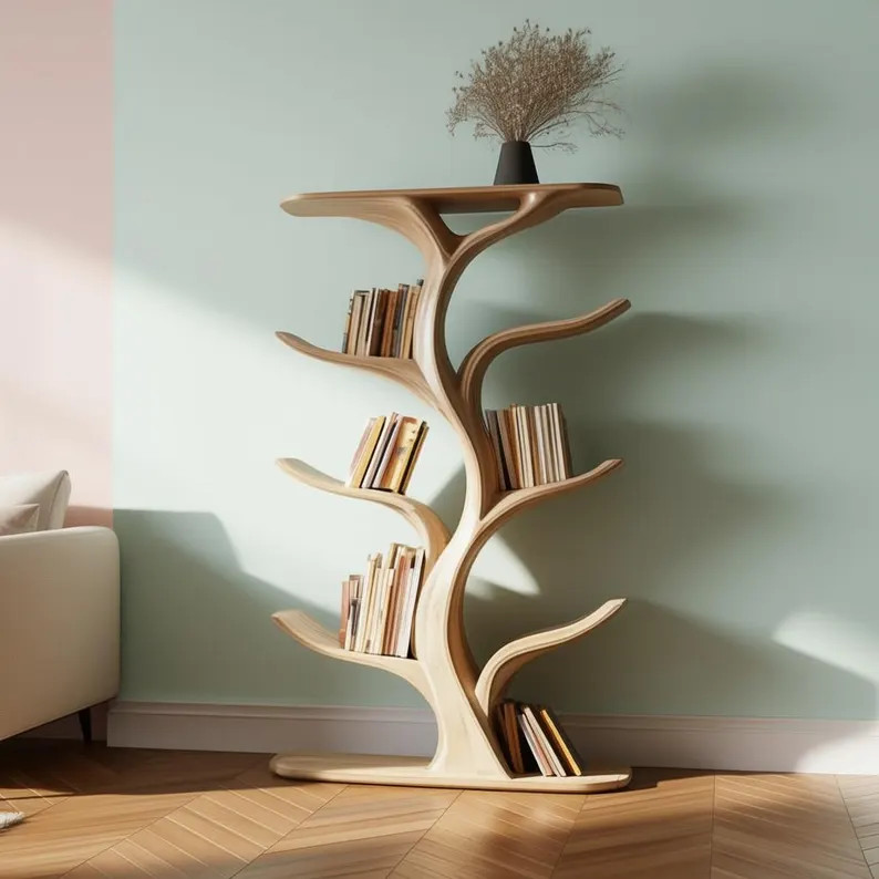 Home Office Tree-Shaped Wall Bookshelf