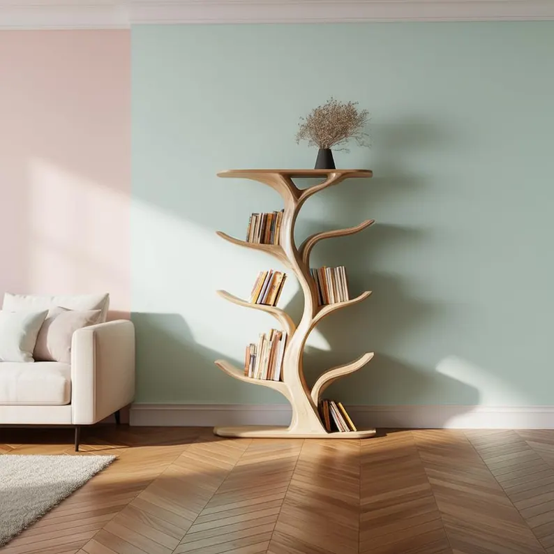 Home Office Tree-Shaped Wall Bookshelf