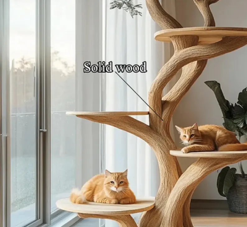 wooden cat tree modern Large climbing Tree