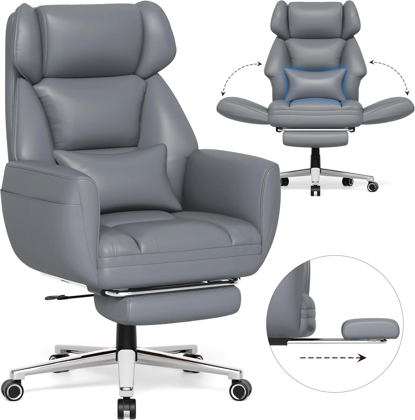 Office Criss Cross Chair with Footrest, Big and Tall Executive Chair w/ armrest