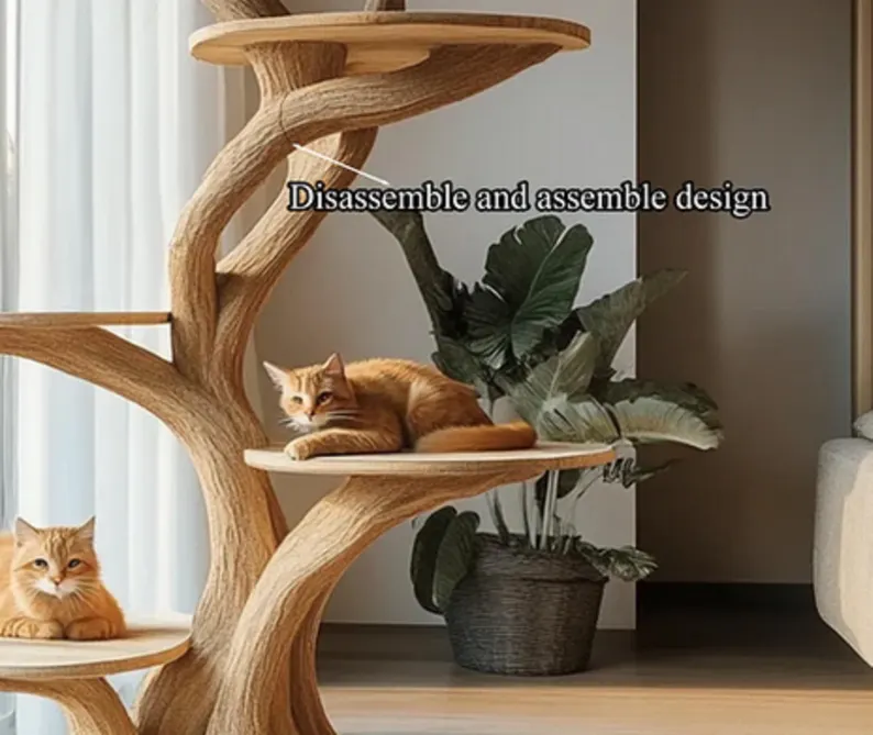 wooden cat tree modern Large climbing Tree