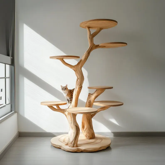 Naturally Solid Wood Cat Tree Tower