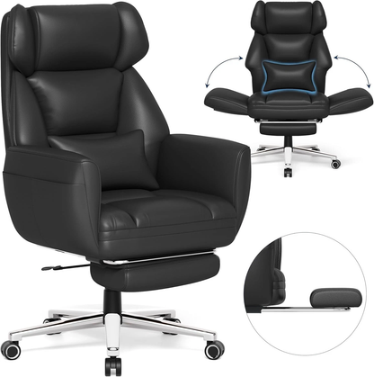 Office Criss Cross Chair with Footrest, Big and Tall Executive Chair w/ armrest