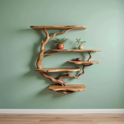 Solid wood bookcase driftwood shelf living room art decoration