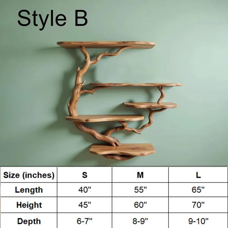 Solid wood bookcase driftwood shelf living room art decoration