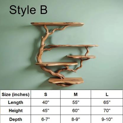 Solid wood bookcase driftwood shelf living room art decoration