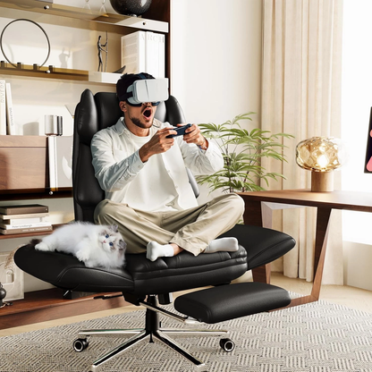 Office Criss Cross Chair with Footrest, Big and Tall Executive Chair w/ armrest