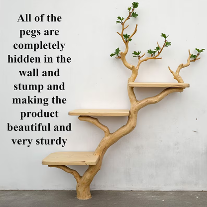 Driftwood Branch Fake Leaf Bookshelf