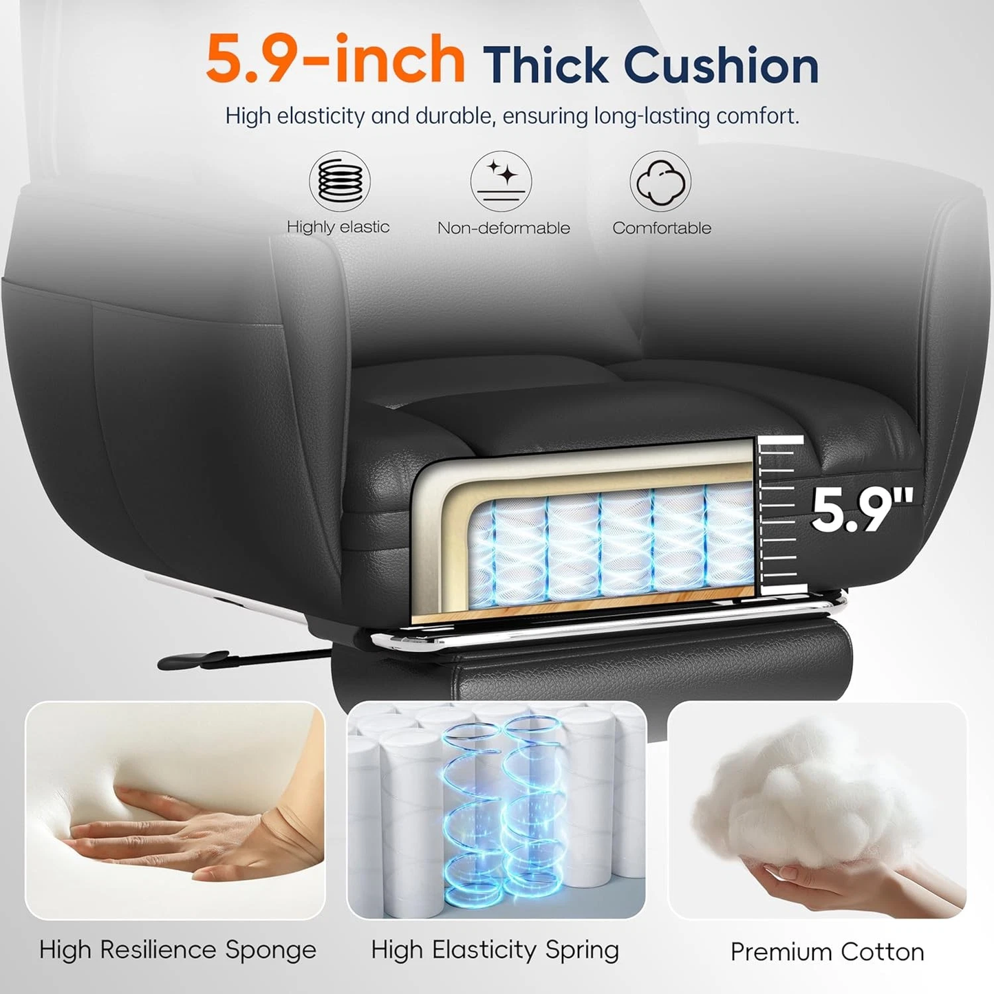 Office Criss Cross Chair with Footrest, Big and Tall Executive Chair w/ armrest