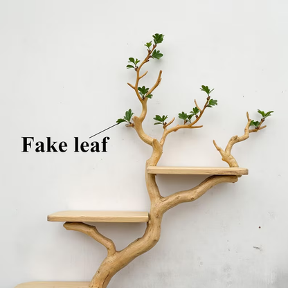 Driftwood Branch Fake Leaf Bookshelf