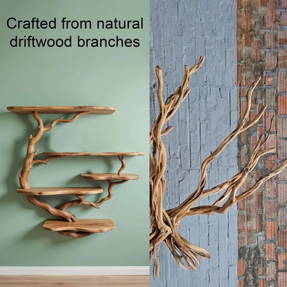 Solid wood bookcase driftwood shelf living room art decoration