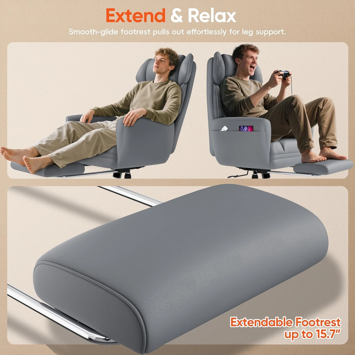 Office Criss Cross Chair with Footrest, Big and Tall Executive Chair w/ armrest