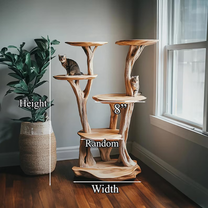 Modern Natural Solid Wood Handmade Cat Tree Tower