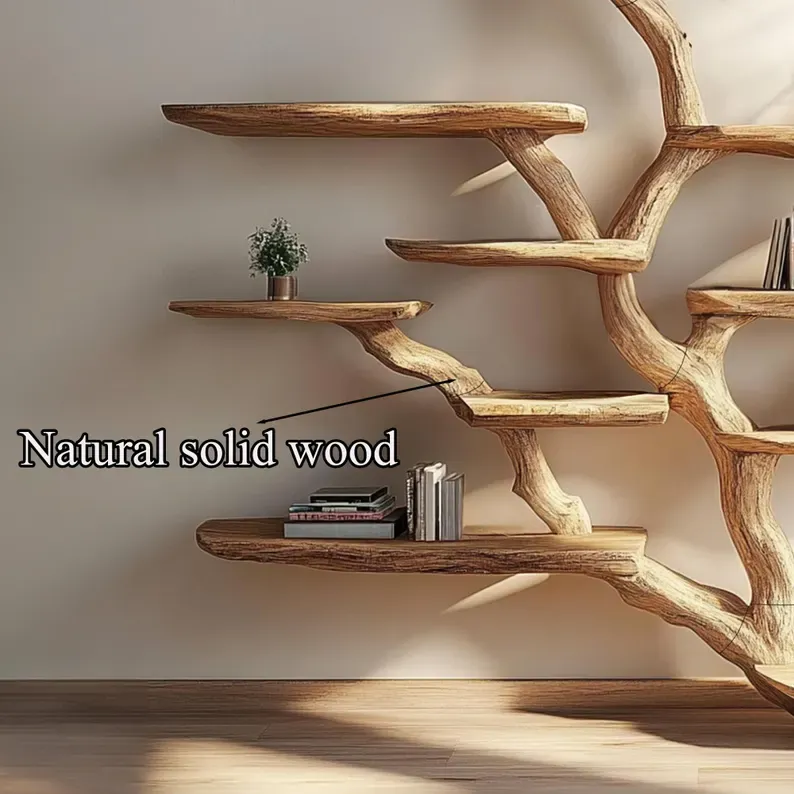Large Solid Wood Tree Wall Shelves