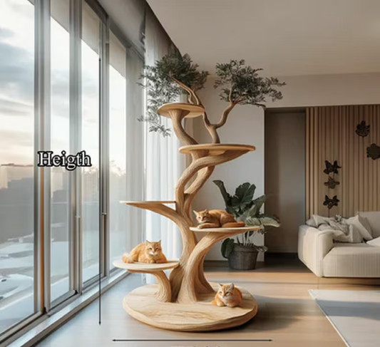 wooden cat tree modern Large climbing Tree