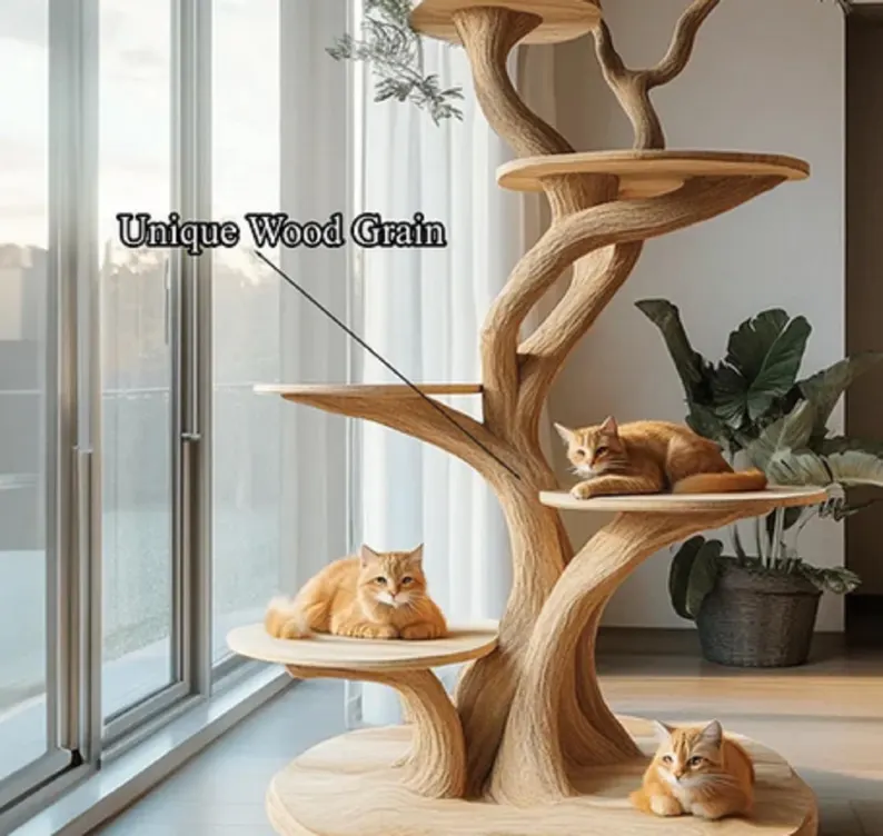 wooden cat tree modern Large climbing Tree