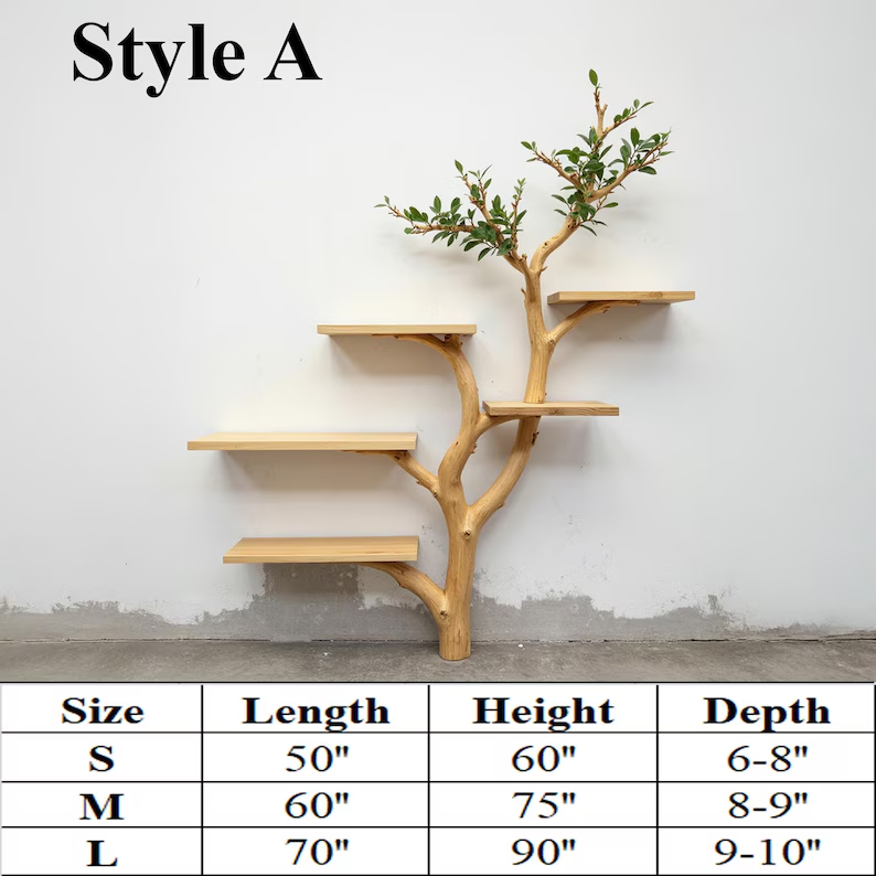 Driftwood Branch Fake Leaf Bookshelf