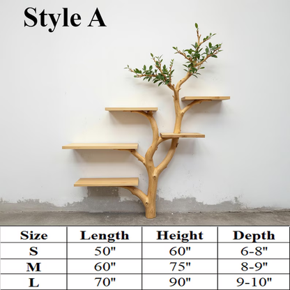 Driftwood Branch Fake Leaf Bookshelf