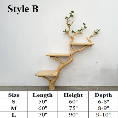 Driftwood Branch Fake Leaf Bookshelf