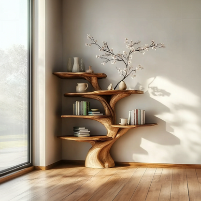 Rustic Statement Tree Shelf Living Room Artistic Display