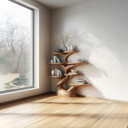 Rustic Statement Tree Shelf Living Room Artistic Display